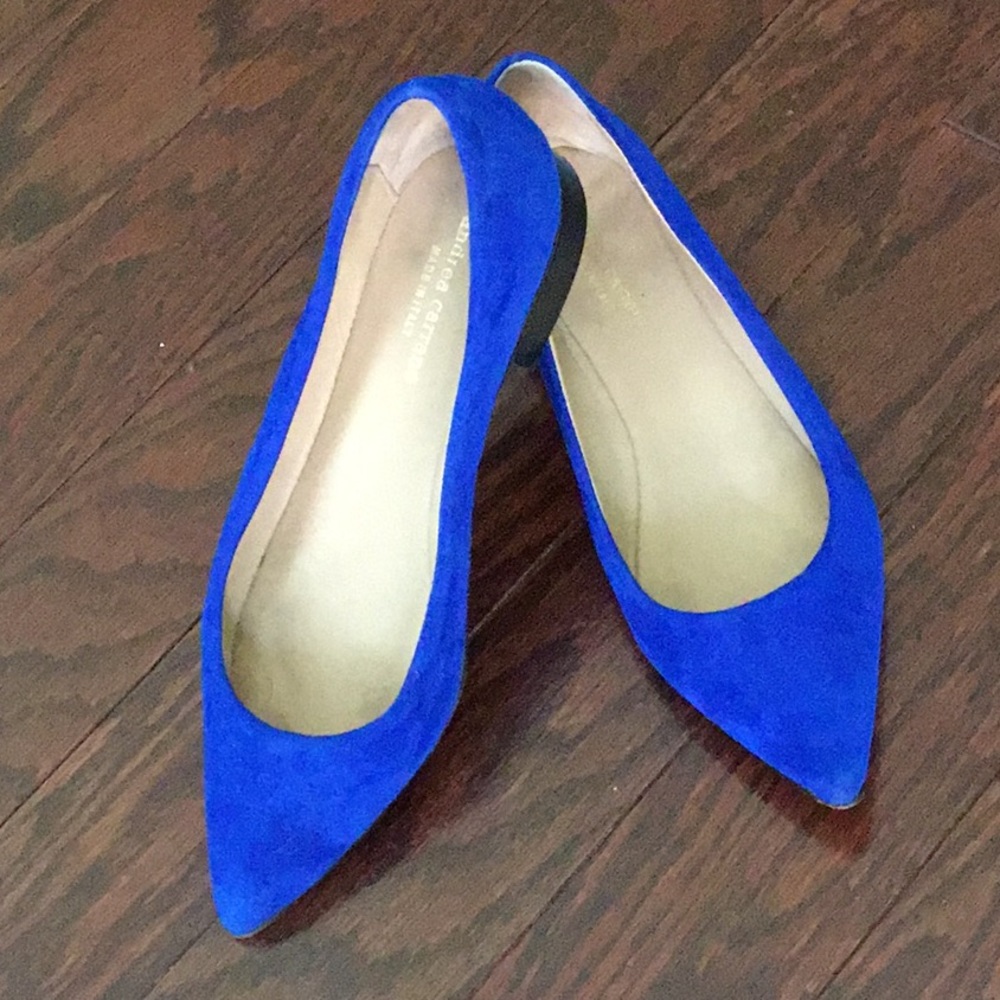 Andrea Carrano Made in Italy Slip on Flats Blues Suede Leather Sz 36 1/2